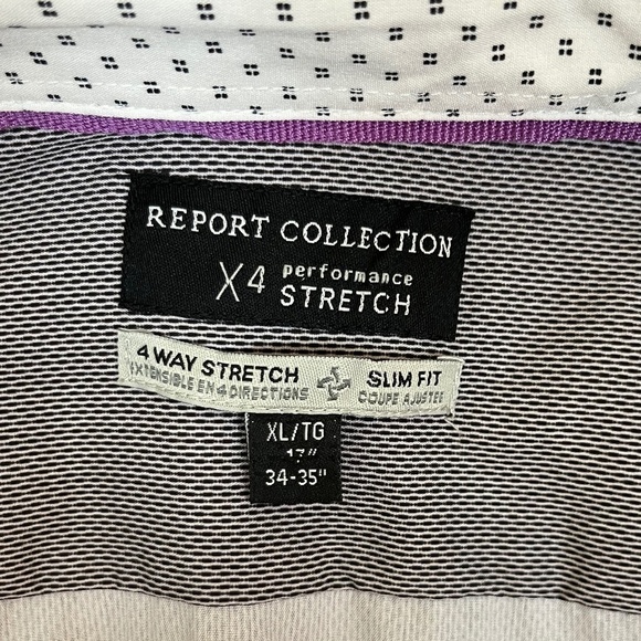 NWT Report Collection X4 Slim Fit Stretch Purple Shirt; Size XL - Picture 6 of 8